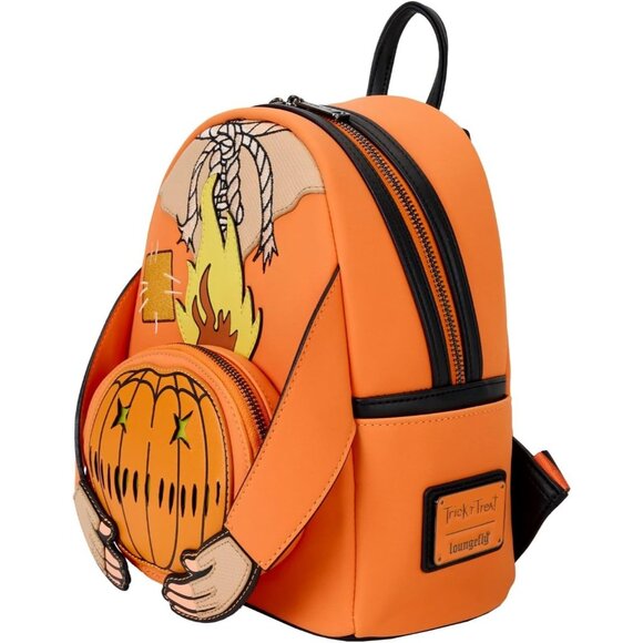 Loungefly Mini Backpack: SAM TRICK R TREAT Halloween Pumpkin Flaming Head GLOW main image 4